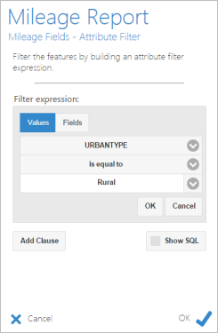 Adding an attribute filter to the mileage field